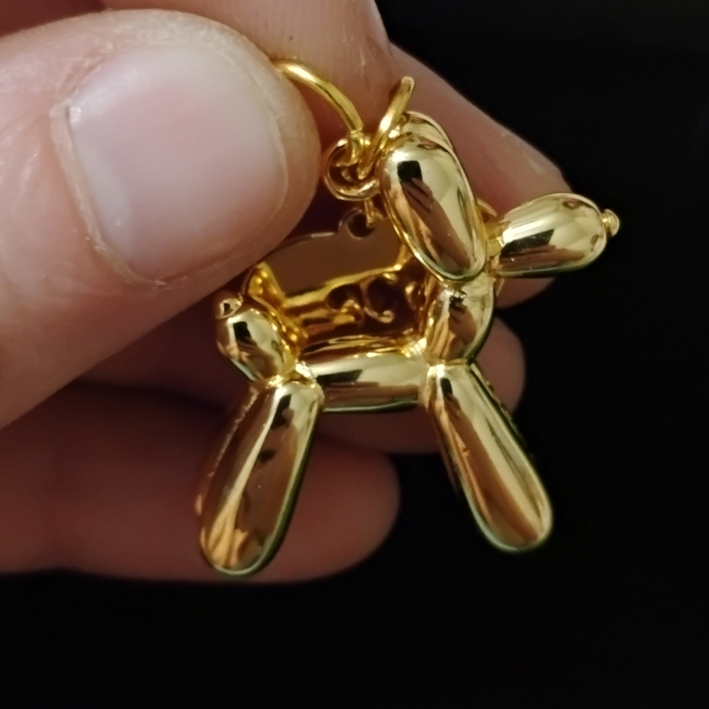 Upcycled Gold Balloon Dog Charm With Charms - Picture 5 of 13
